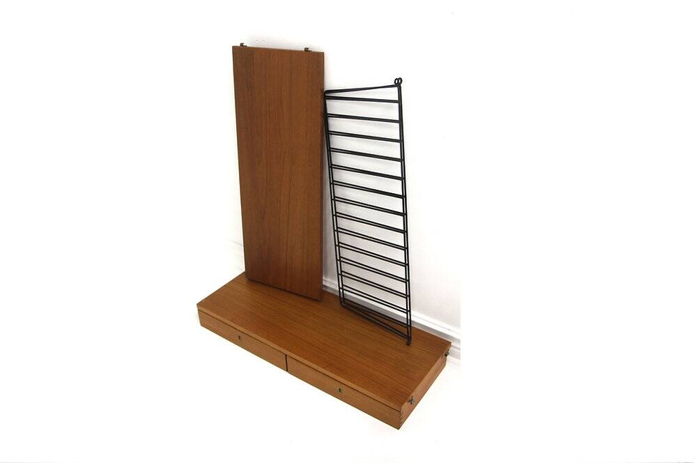 Scandinavian teak shelving unit "String", Kajsa and Nils Strinning, Sweden, 1950