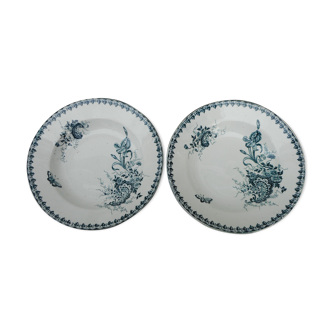Two hollow plates made of earthenware