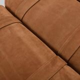 Impressive suede and chrome lounge chairs, France 1970s