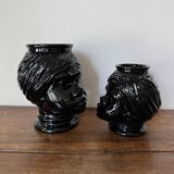 2 têtes en verre représentant des Maures