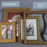 Old wood frame - gilded stucco - glass 61x51 cm leaf 50.5x40 cm SB 113