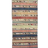 Striped Kilim Runner Rug, Handmade Wool Flatweave Rug 250 x 120 cm
