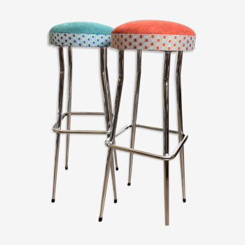 Bar stools - berc antoine - upcycling - tapestry - pop