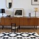 Wool kilim rug with geometric patterns – black & ecru