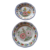 Two hand-painted Quimper faience plates.