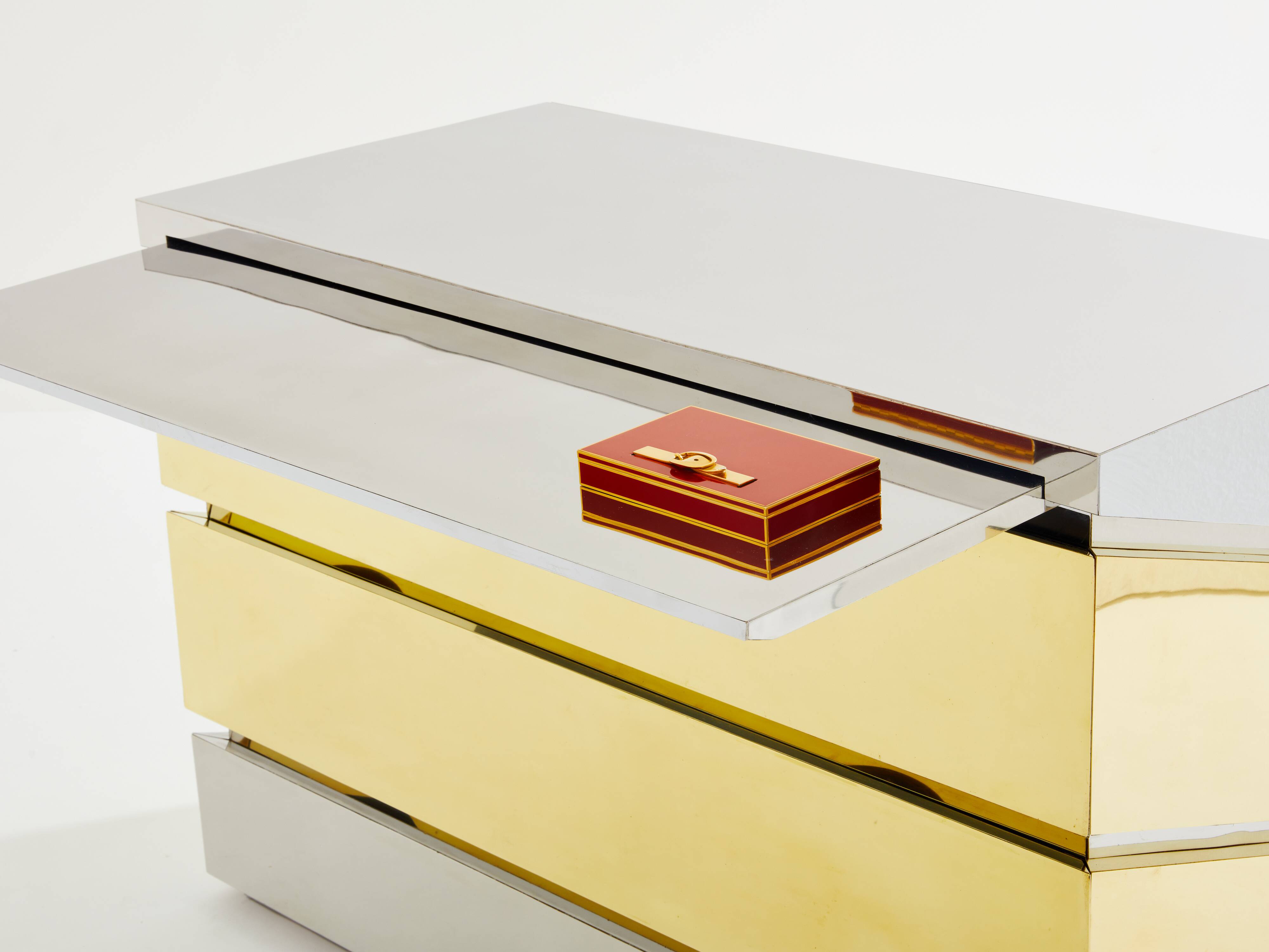 Gabriella Crespi model Mr Mme chest of drawers chrome brass 1972