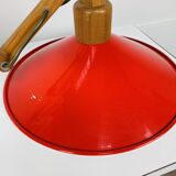 SCE 60s accordion wall light, wood and red reflector
