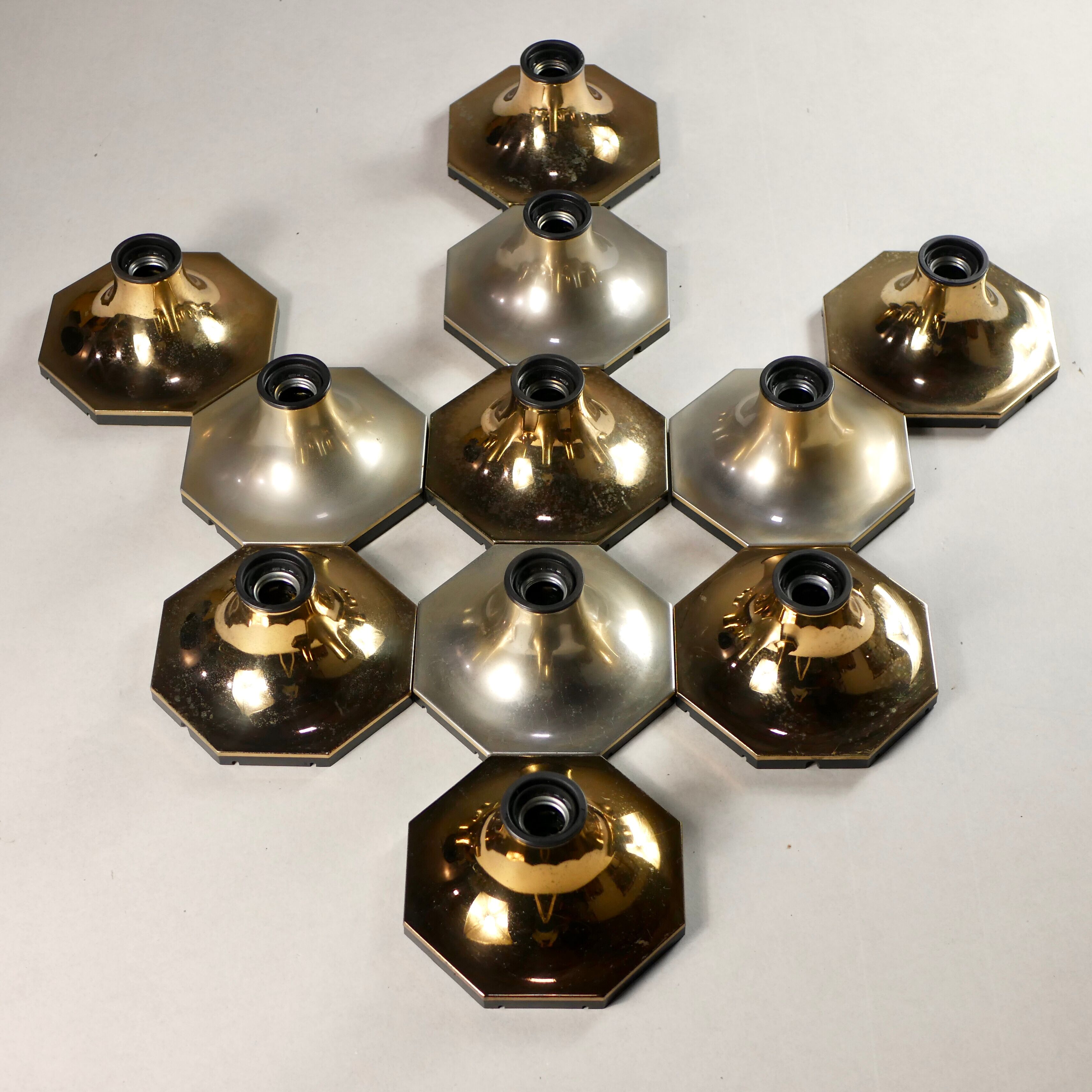 Octagonal silver brass wall lamp Motoko Ishii