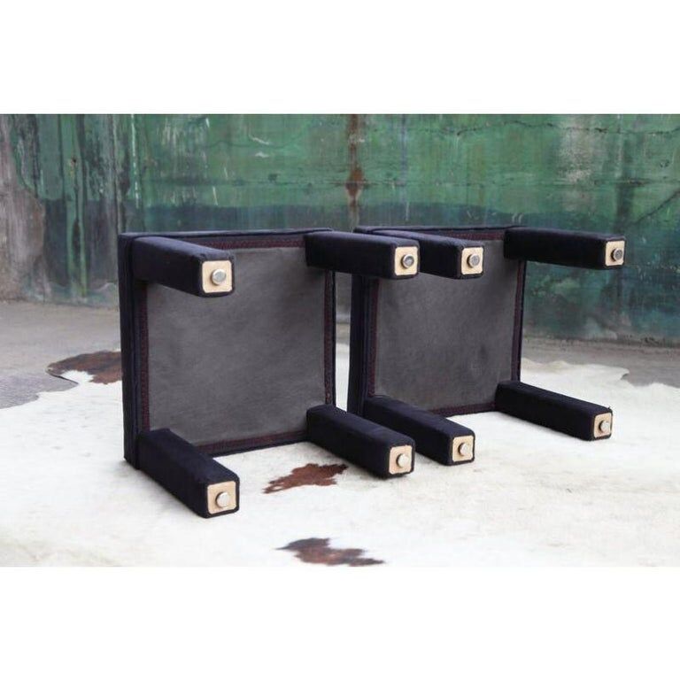 Pair of Parsons poufs, mid-twentieth century