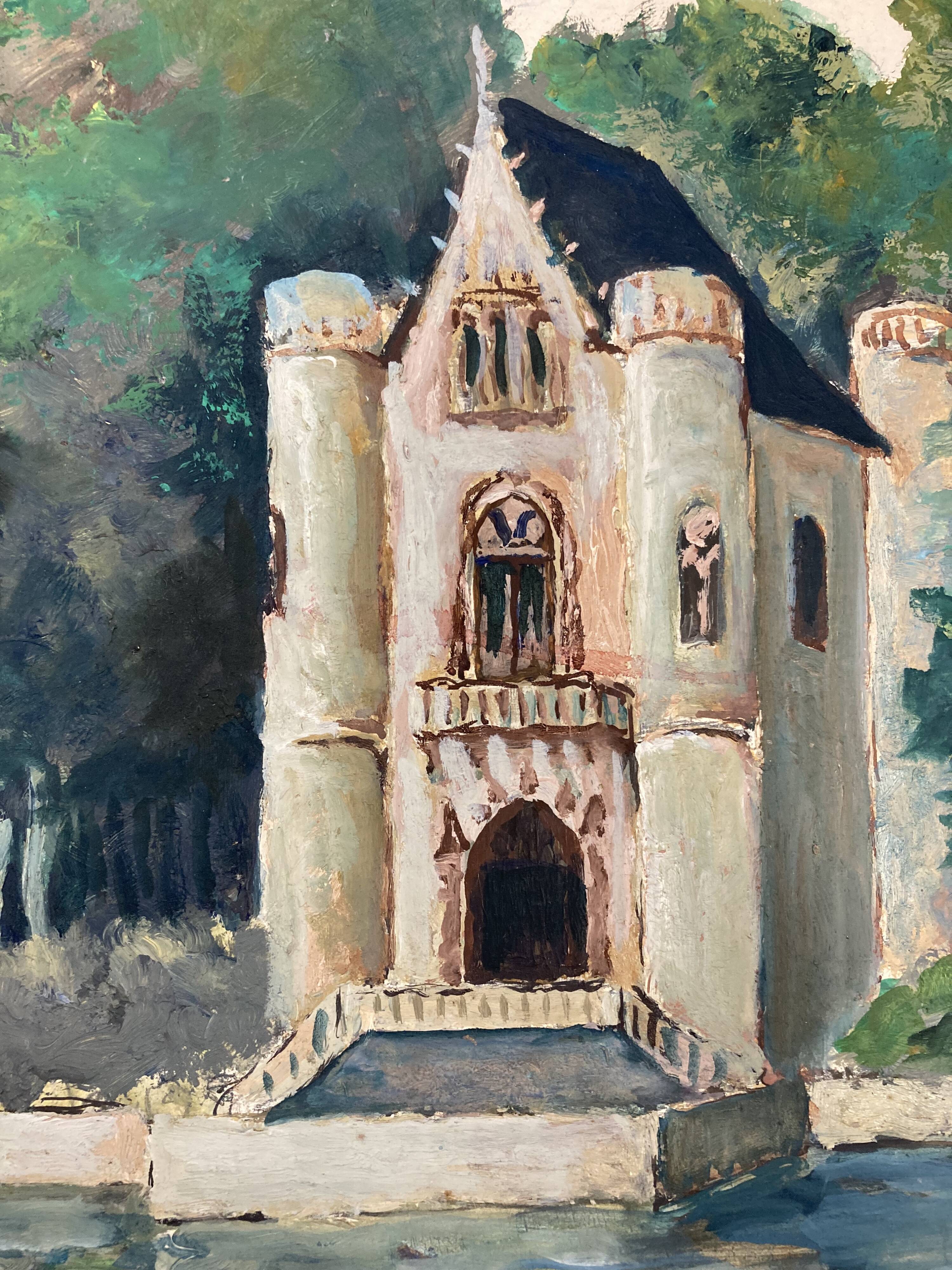 Oil painting on vintage cardboard