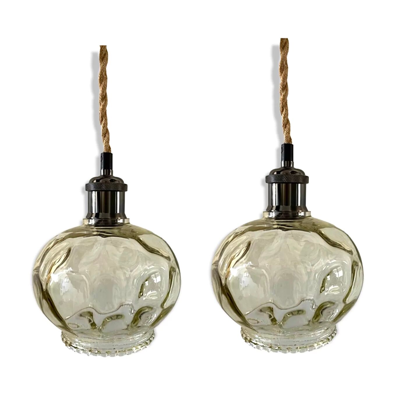 Set of two vintage electric chiseled glass handhelds