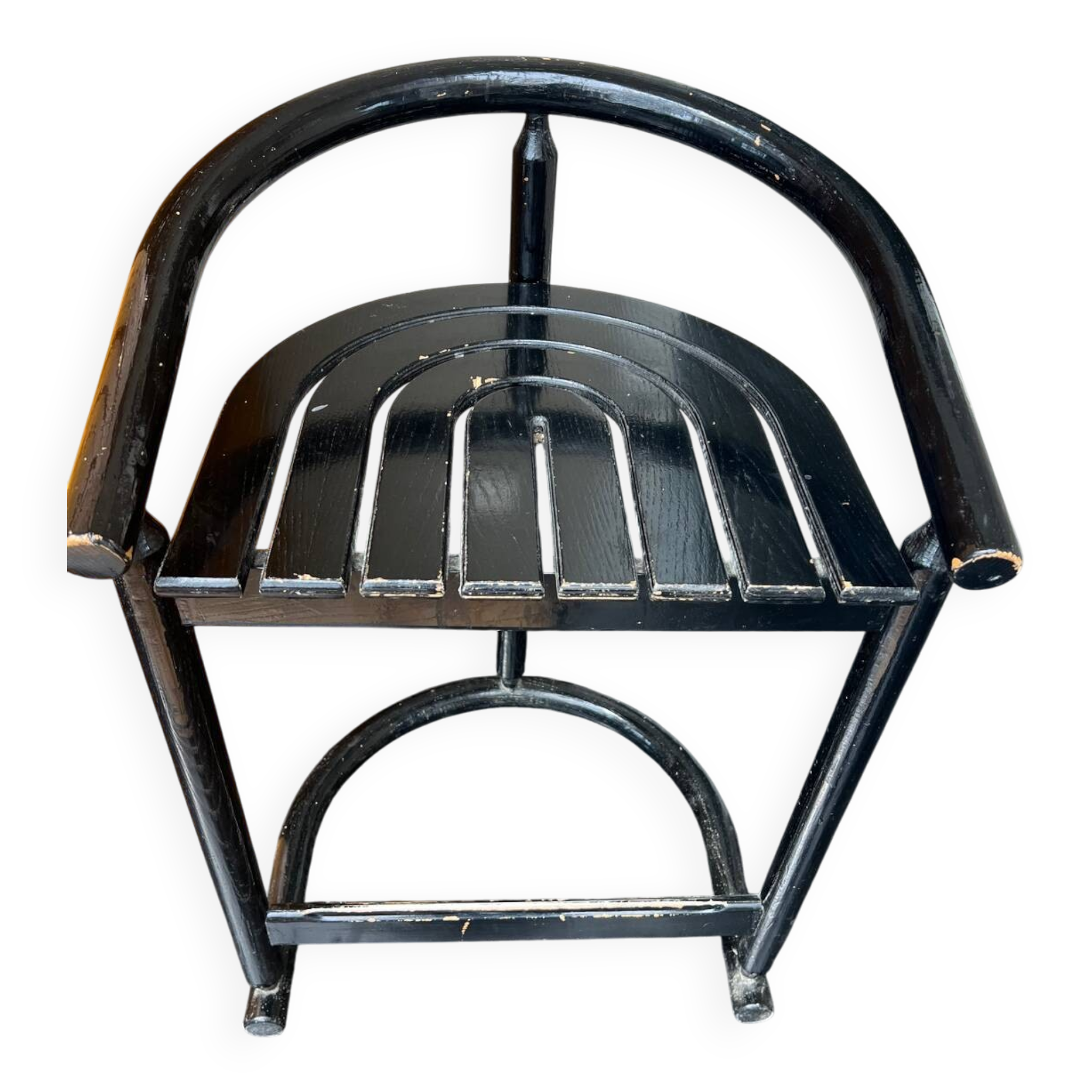 Allmilmö vintage high chair 1980 – postmodern design in curved oak