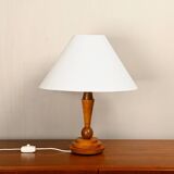 Art Deco Table Lamp in burl walnut wood, 1950s