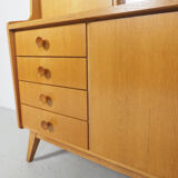 Vintage German Oak Buffet With Showcase, 1960's