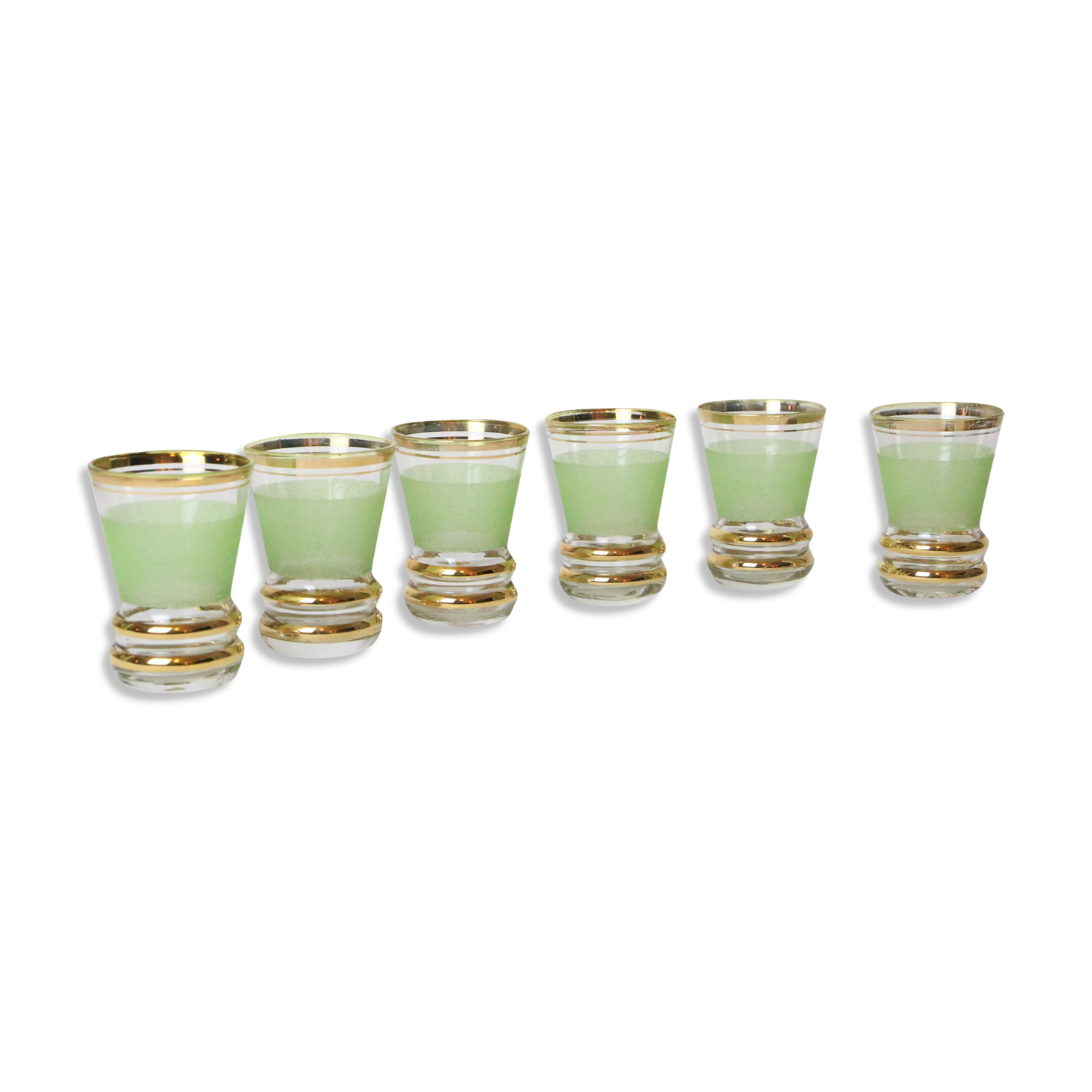 Set of 6 vintage glasses, granite and gold, vintage, authentic, 70s
