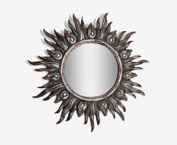 Miroir soleil doré vintage 43cm