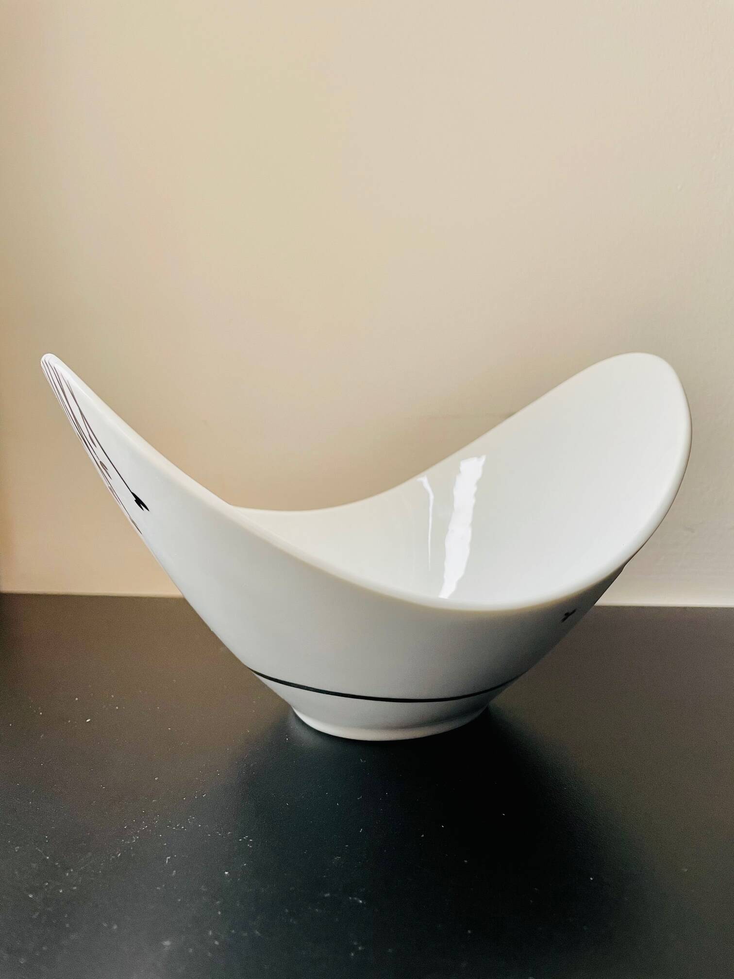 5 White and Silver Porcelain Bowls Made in France