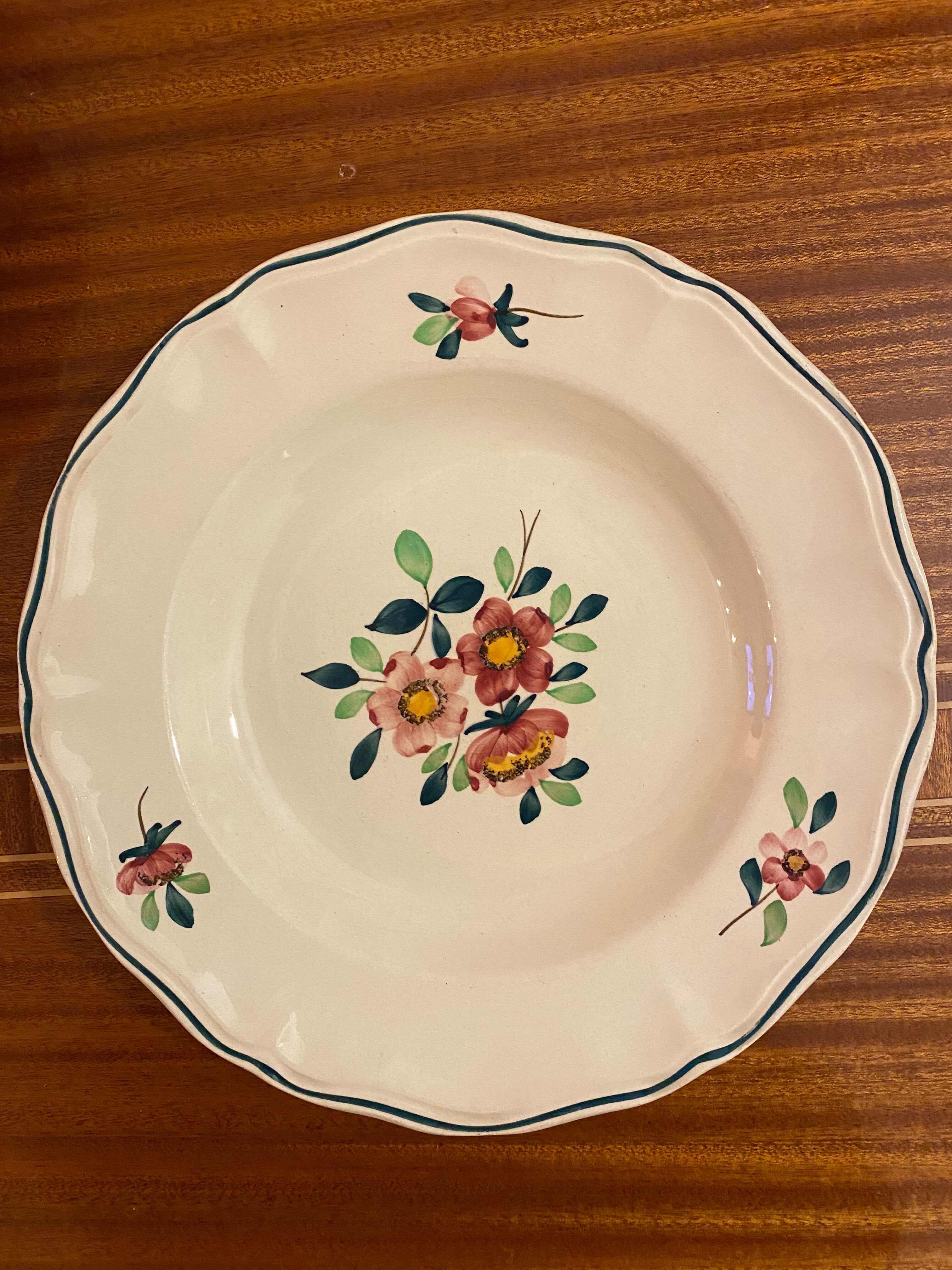6 assiettes creuses Sarreguemines modèle Amazonas de 1940
