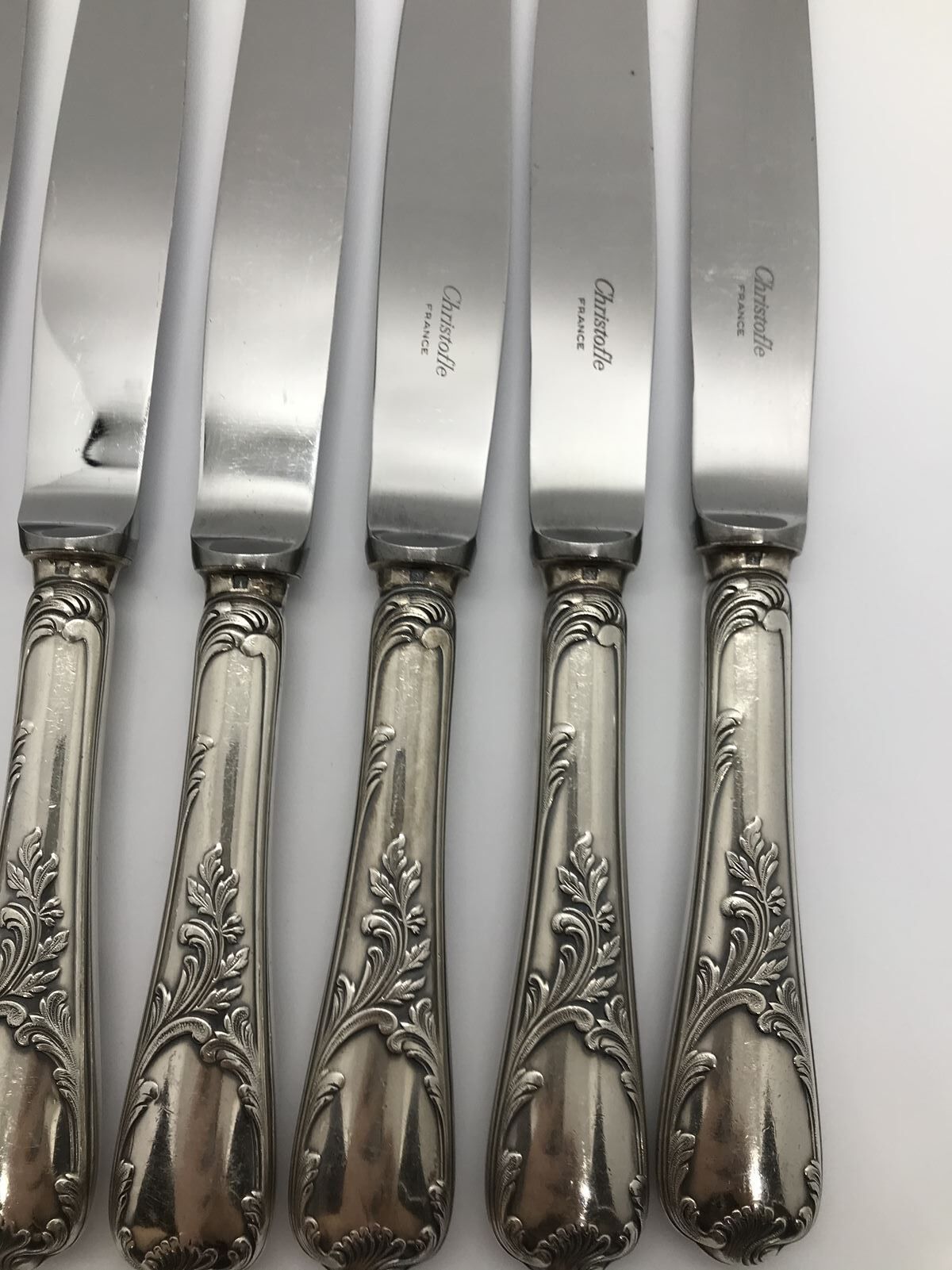 6 Christofle knives, Marly model, silver metal