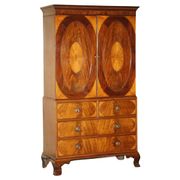 George III Sheraton linen cupboard in walnut, circa 1760.
