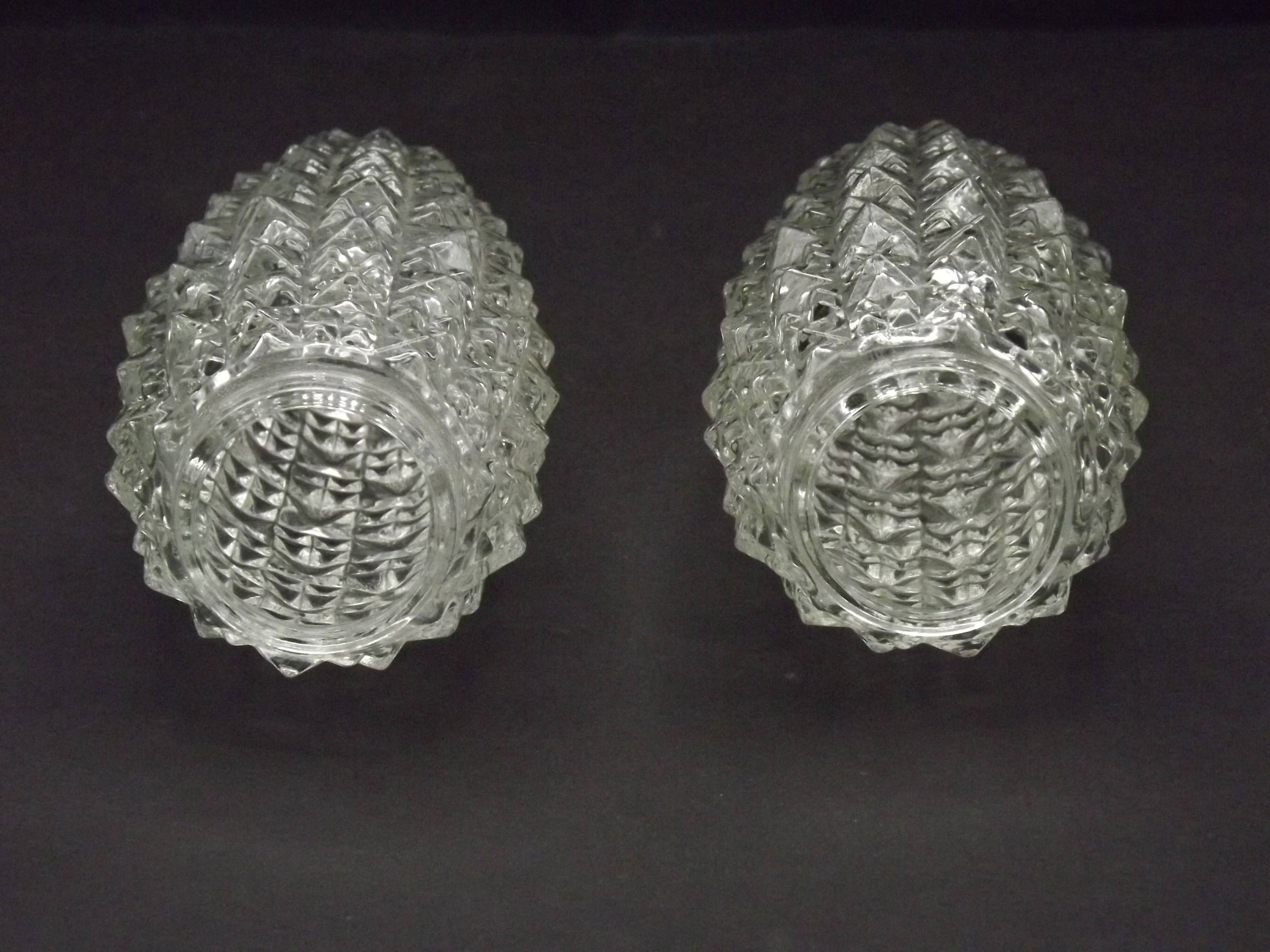 Pair of Vintage Cut Glass Retro Replacement Shades for Chandeliers/Wall Lights