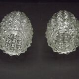 Pair of Vintage Cut Glass Retro Replacement Shades for Chandeliers/Wall Lights