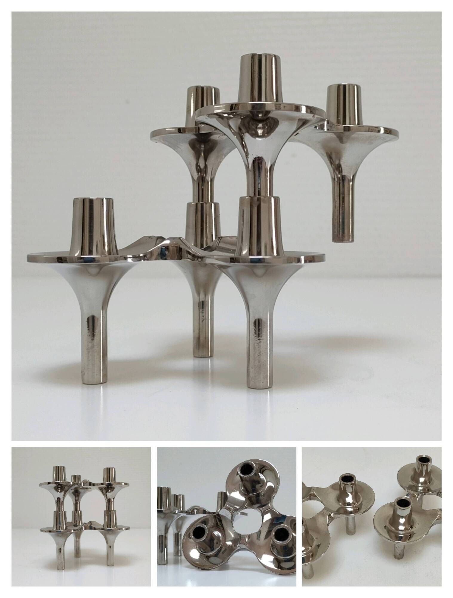 Pair of orion candle holders by fritz nagel and caesar stoffi