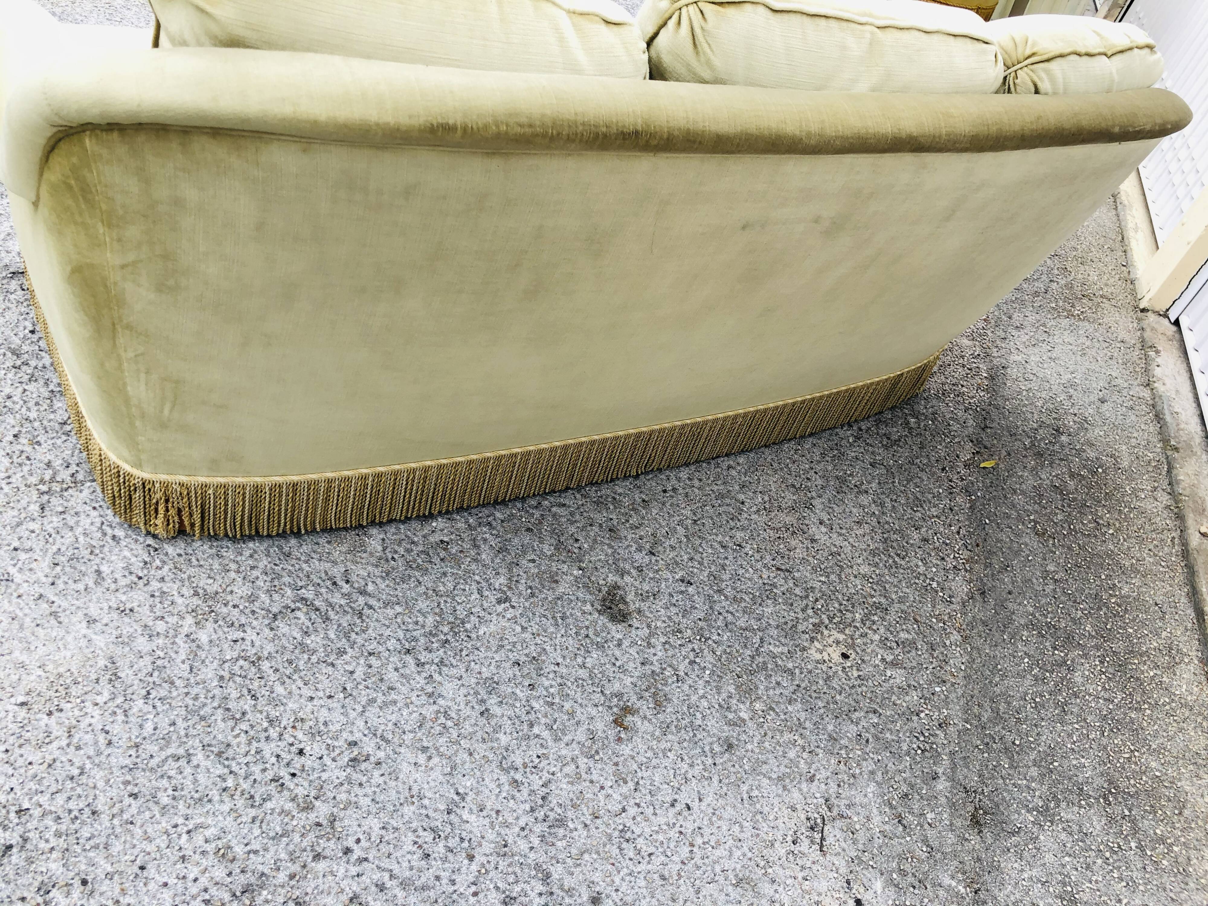 Vintage sofa in golden beige velvet