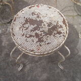 Set of 2 garden chairs and wrought iron pedestal table