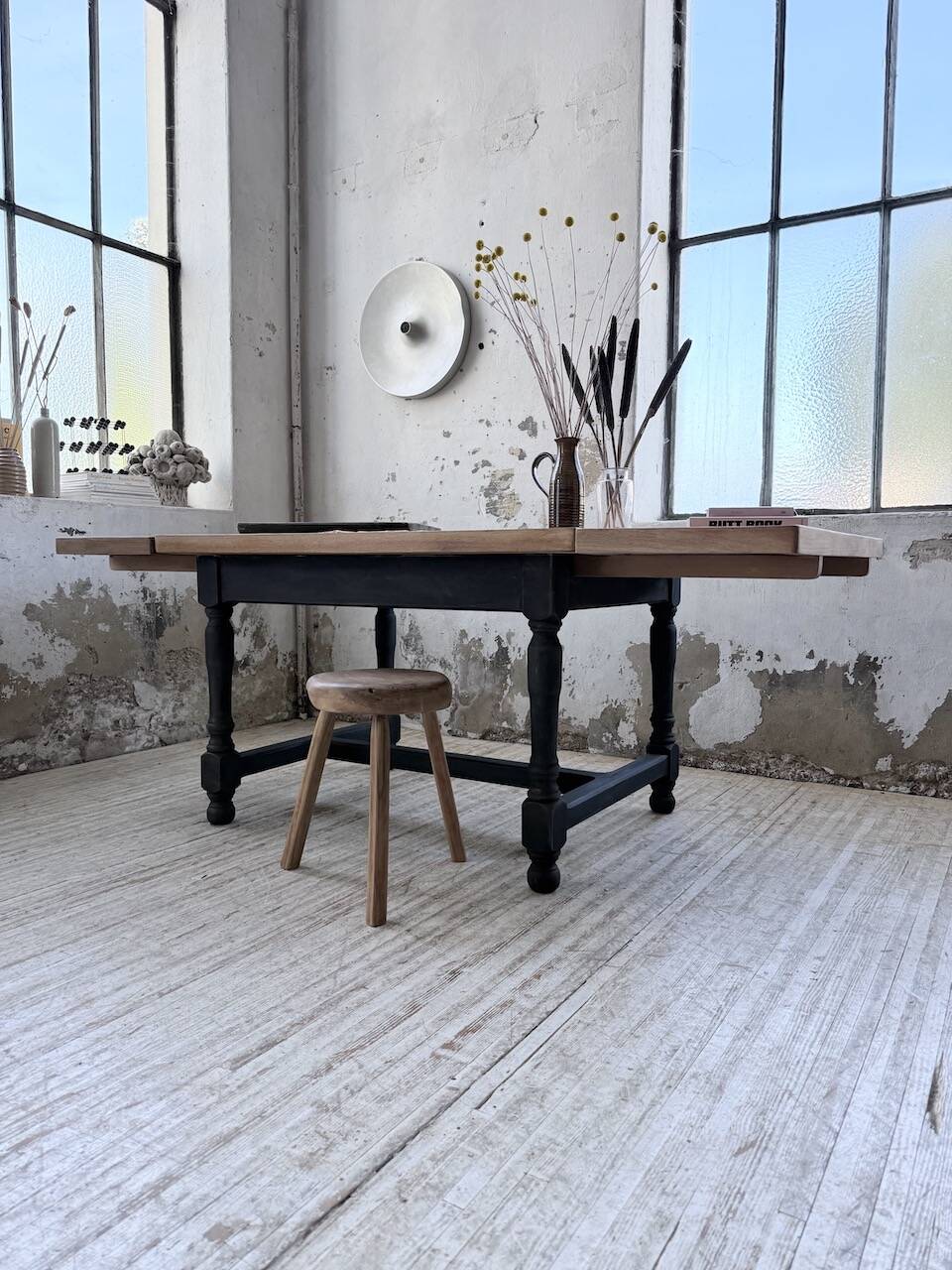Table de ferme en chêne avec rallonges