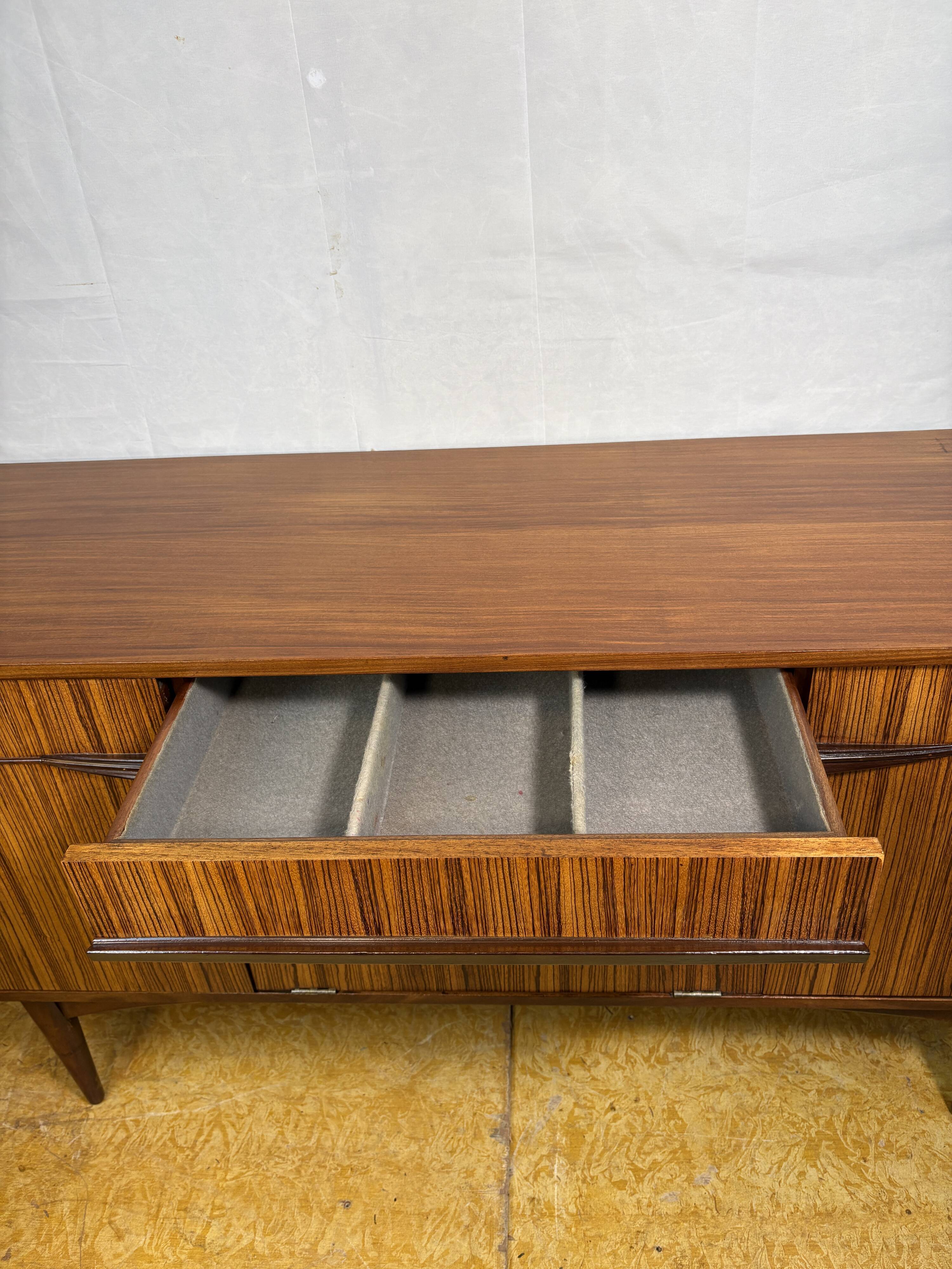 Mid-Century Retro Vintage Teak & Zebrano Wood Sideboard by Elliots of Newbu