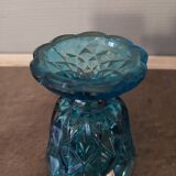 Turquoise molded glass foot glass