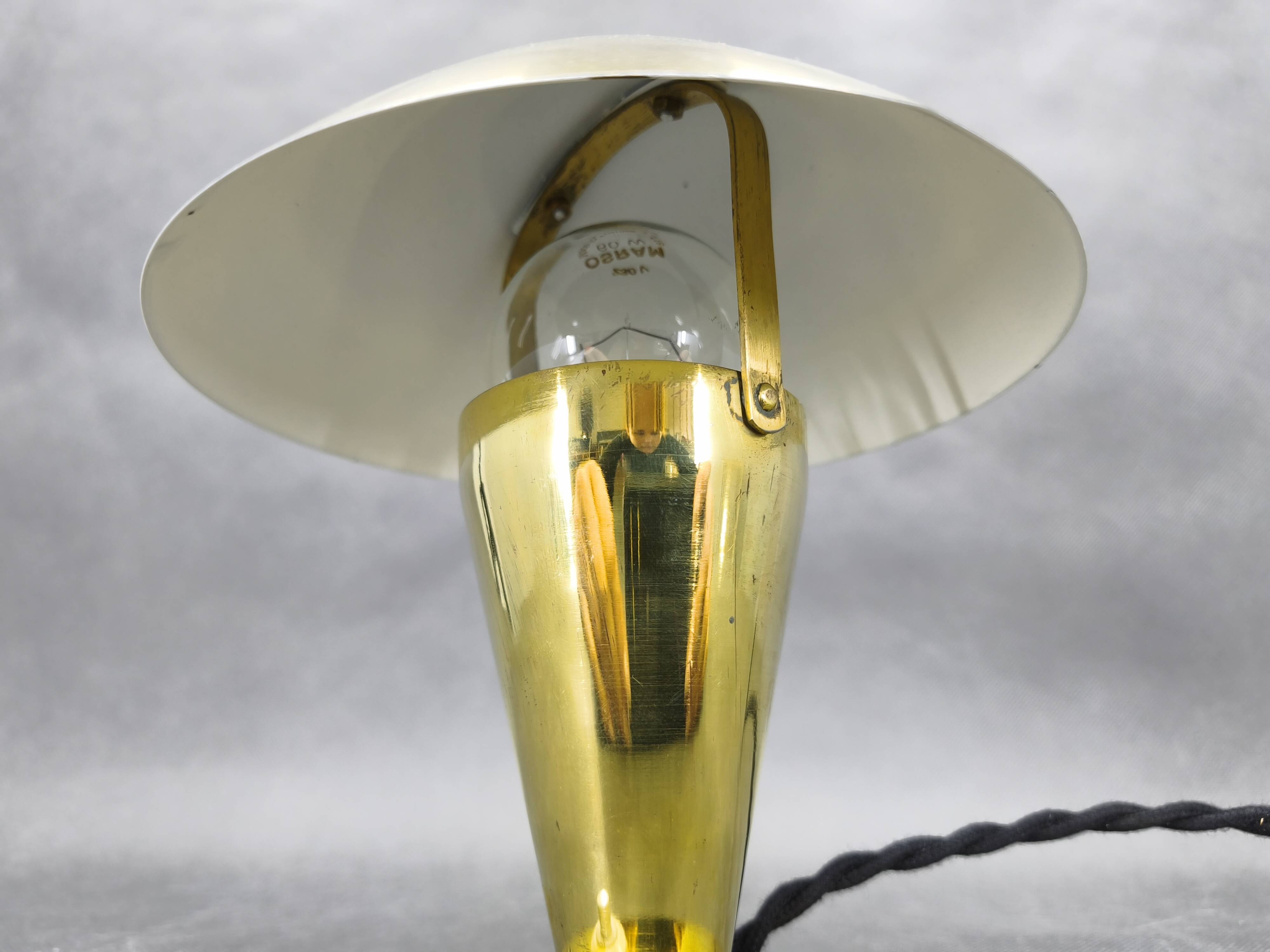Bauhaus Brass Adjustable Table Lamp, 1930s Czechoslovakia