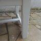 Coffee table made from a vintage farmhouse table, pearl legs.