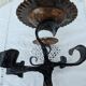 Brutalist Antique Wrought Iron Chandelier Floral Naturalist Candle Holder