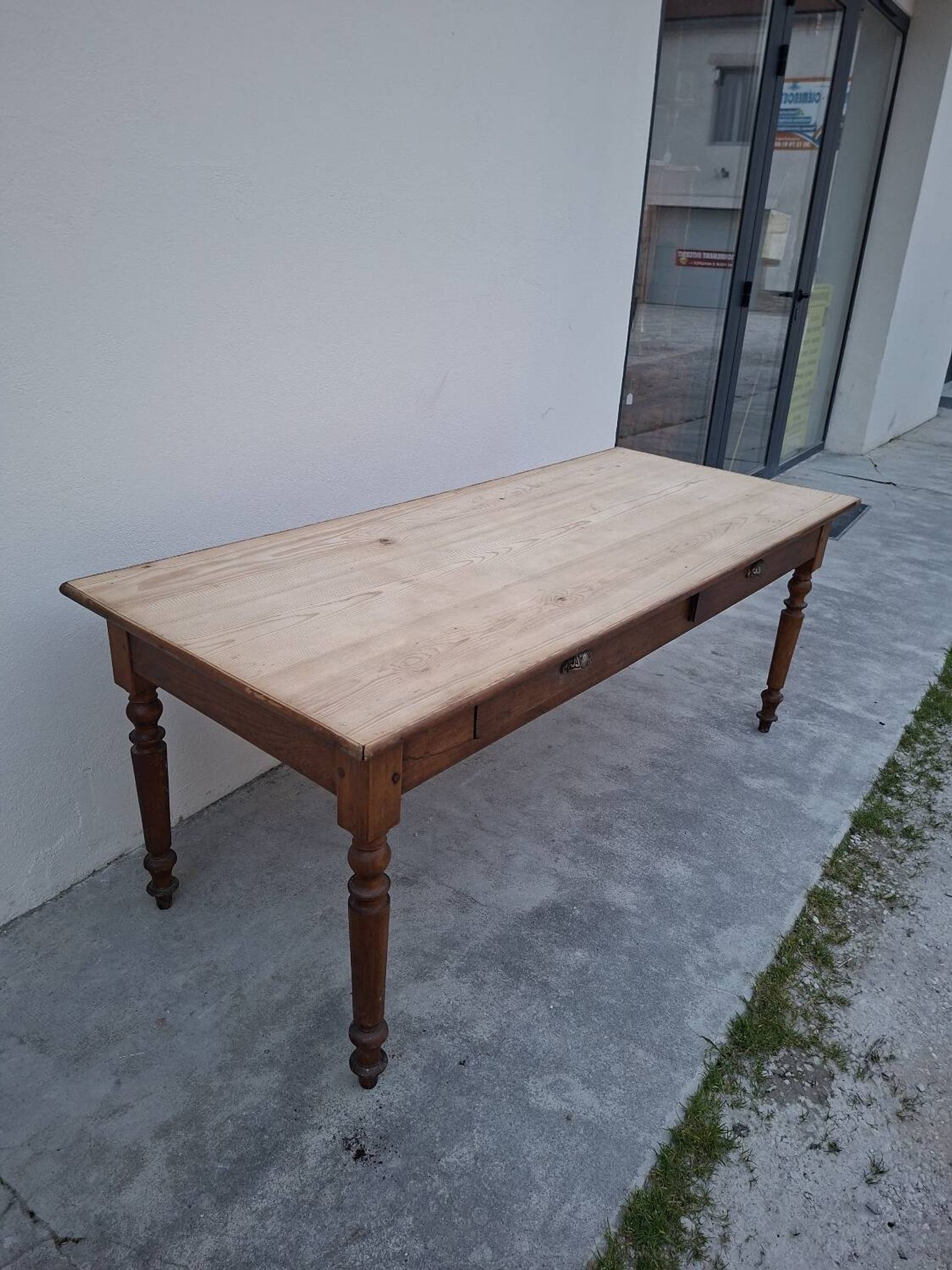 Table de métier ancienne, 2 tiroirs, piètements Louis Philippe
