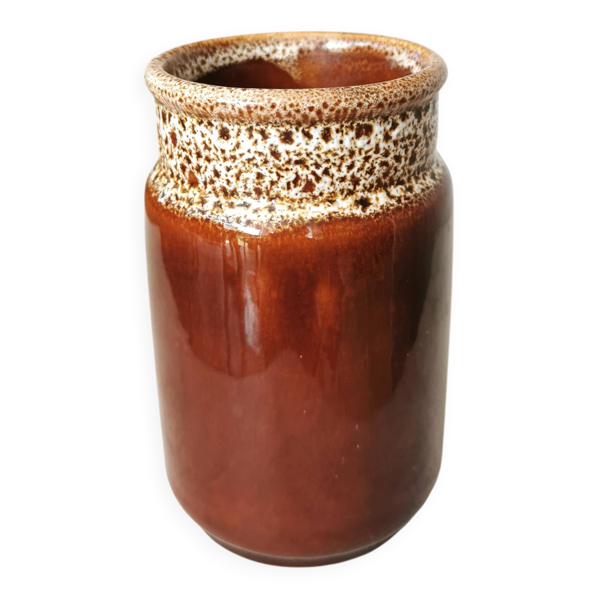 Vintage KIL Yugoslavia Ceramic Vase: Speckled Brown Glaze, 1970s Rustic Pot