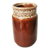 Vintage KIL Yugoslavia Ceramic Vase: Speckled Brown Glaze, 1970s Rustic Pot