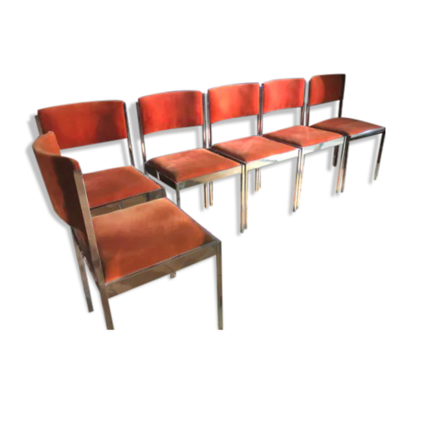 6 Milo Baughman orange chairs