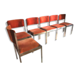 6 Milo Baughman orange chairs