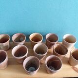Cider or orangeade service, pitcher and glasses in stoneware from the 70s