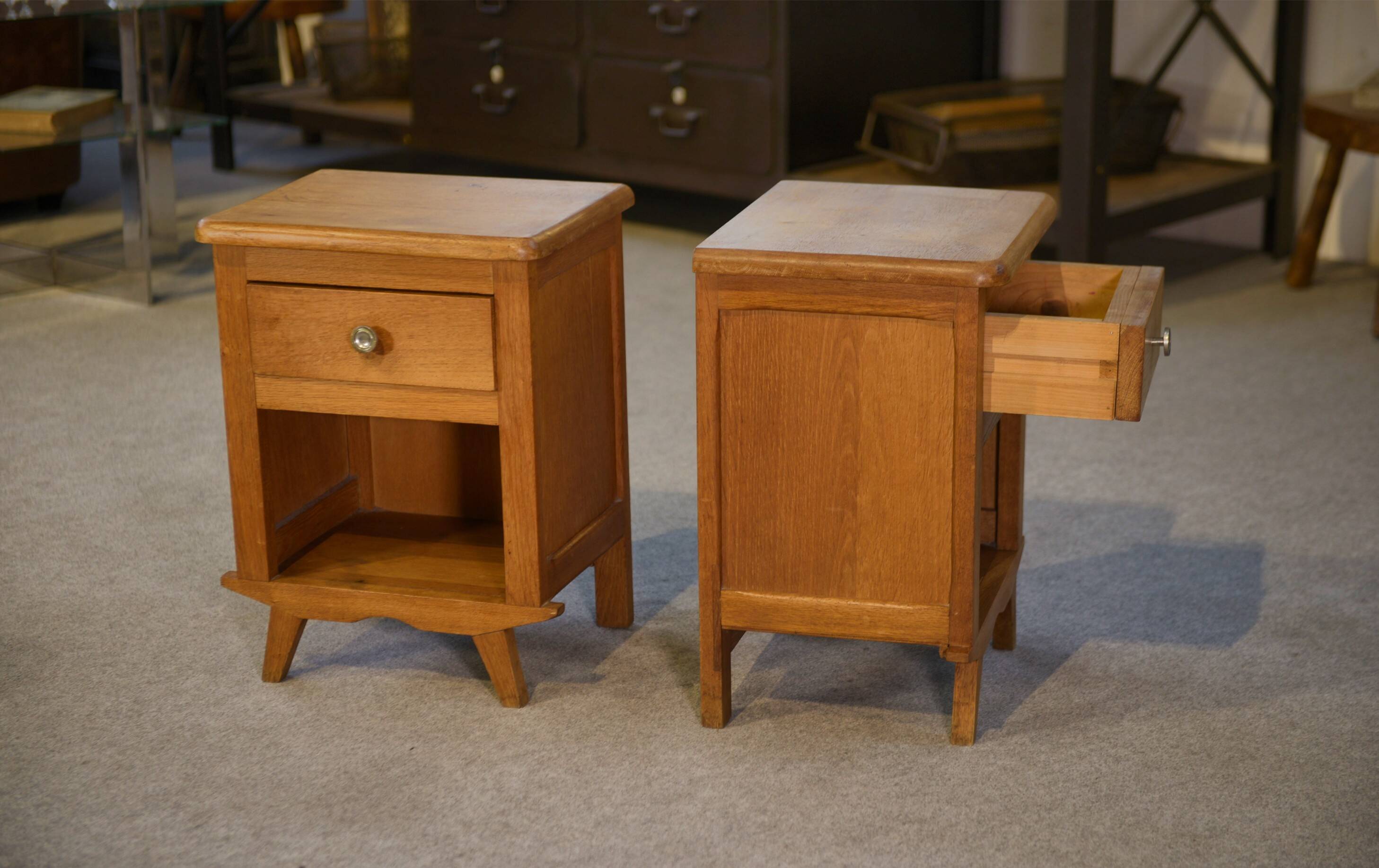 Pair of oak bedside tables from the 1960s