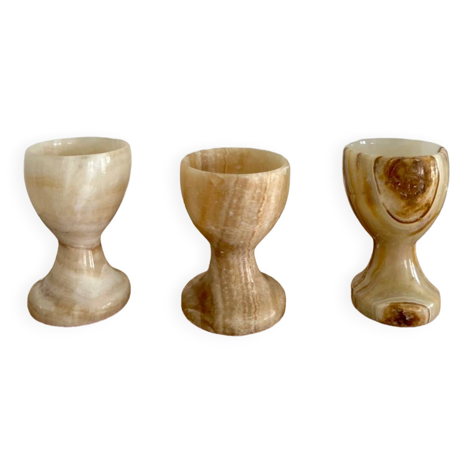 Trio of onyx egg cups