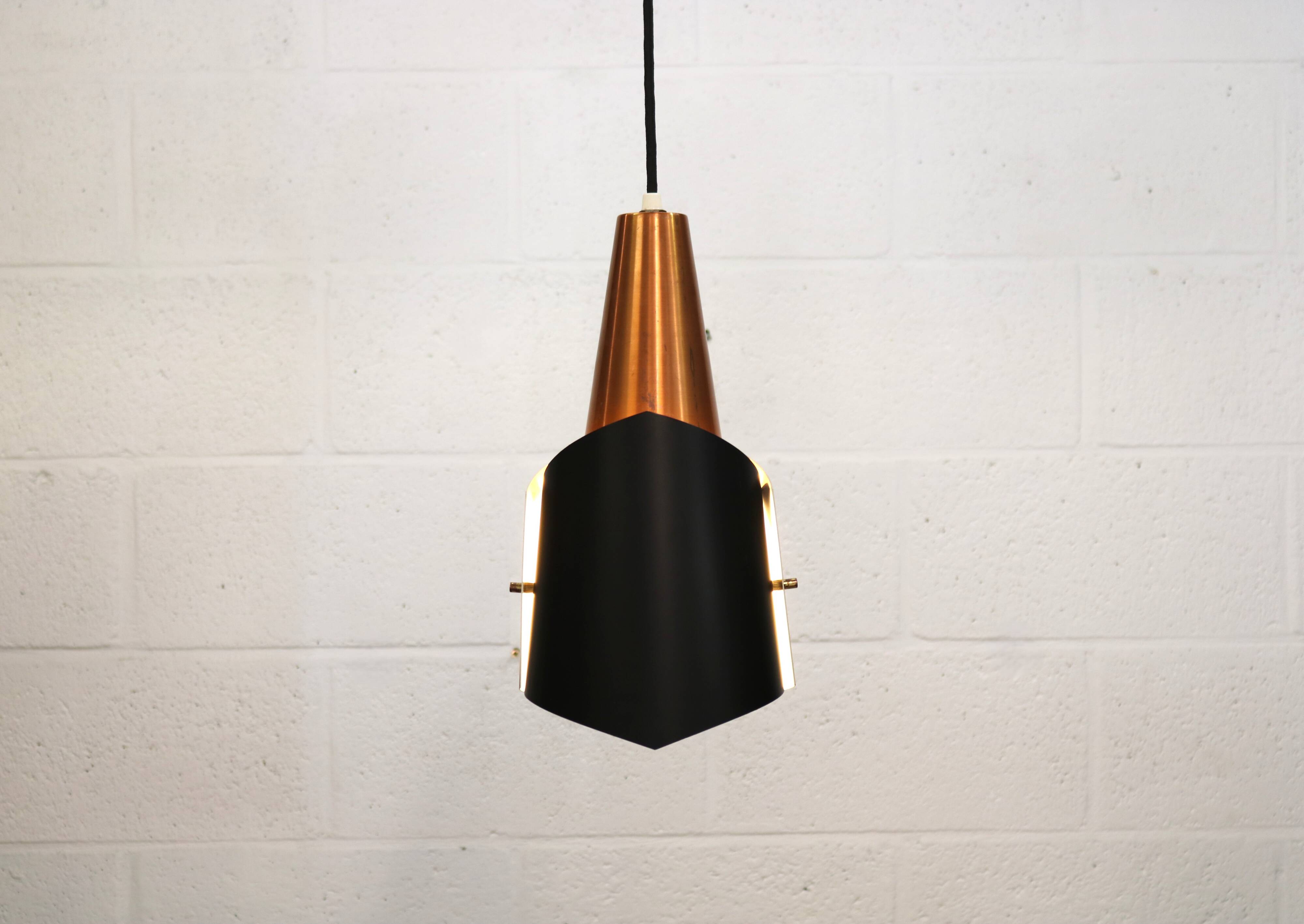 Danish Modern Copper / black  design lamp - 1960s Style