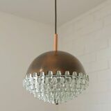1/4 Vintage glass pendant light / brutalist copper bar lamps  MCM 1970s