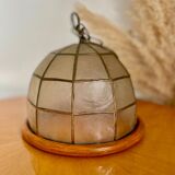 Pendant lamp in mother-of-pearl and vintage brass