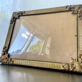 Cadre photo vintage en métal doré mat avec verre convexe 25,5 cm x 20 cm