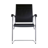 Fauteuil modèle sito.chrome, garni de cuir noir édition wilkhan