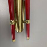 rare minimalist 32cm Brass Theatre Wall Light Sconce, Italy 1950s