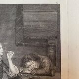 Gérard Ter Broch, Genre scene the two drinkers, engraving seventeenth century